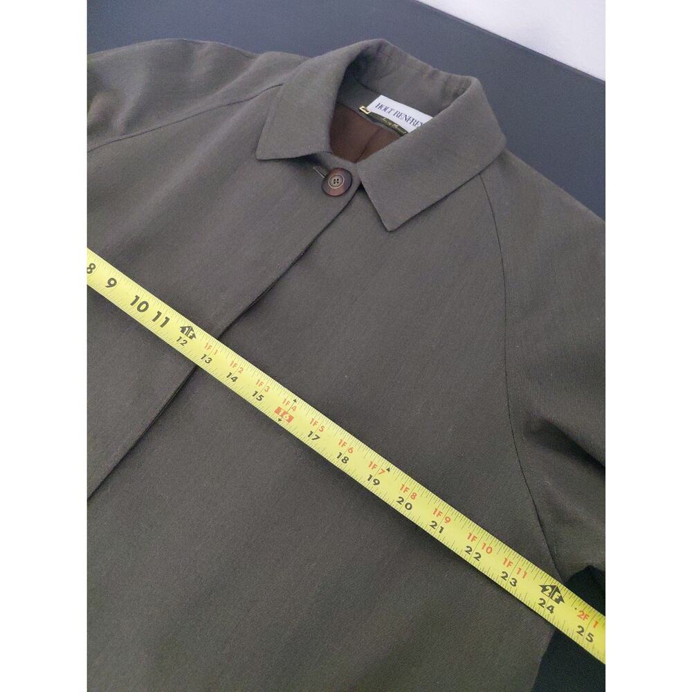 VTG Holt Renfrew "Samuel" Women Overcoat Green 12 Elevated Clean Closure Wool - Picture 11 of 13